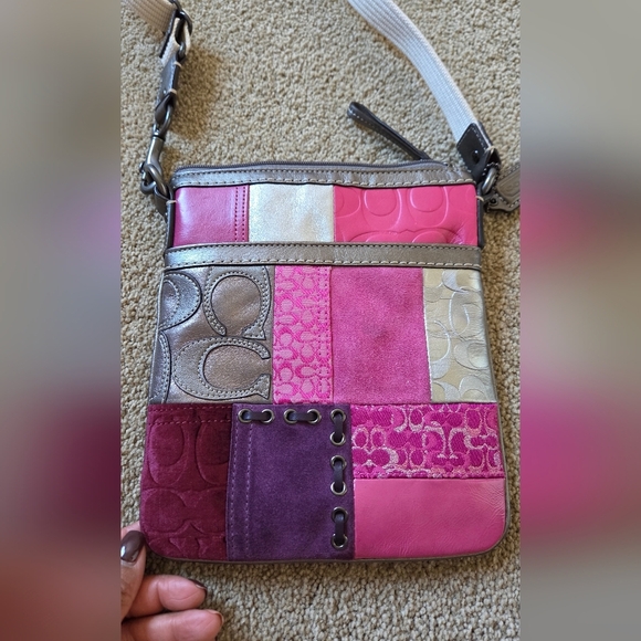 Vintage Coach Patchwork Crossbody Bag - Pink and Silver - Picture 8 of 8